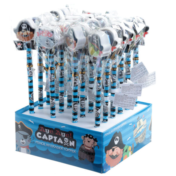 STA64_008 Fun Pirate Design Pencil and Eraser Topper Set