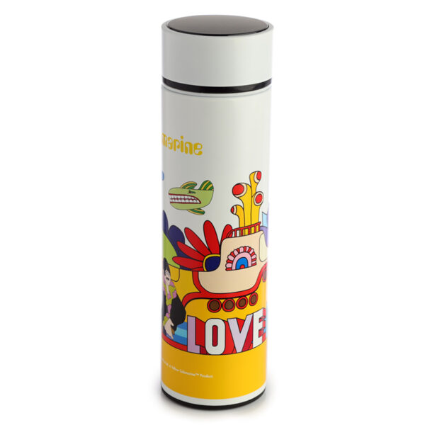 Stainless Steel Hot & Cold Insulated Reusable Drinks Bottle Digital Thermometer - Yellow Submarine