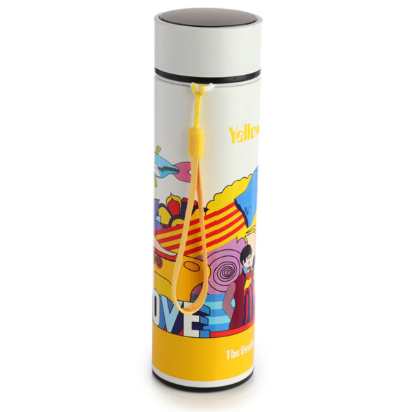Stainless Steel Hot & Cold Insulated Reusable Drinks Bottle Digital Thermometer - Yellow Submarine