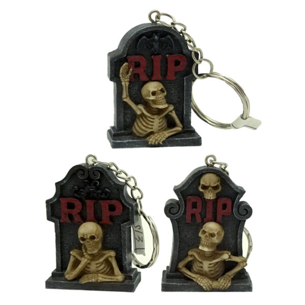 Novelty Keyring - Skeleton RIP Tombstone
