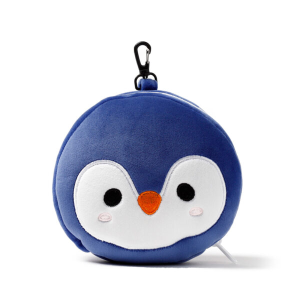 CUSH227_004 Penguin Relaxeazzz Plush Round Travel Pillow & Eye Mask Set