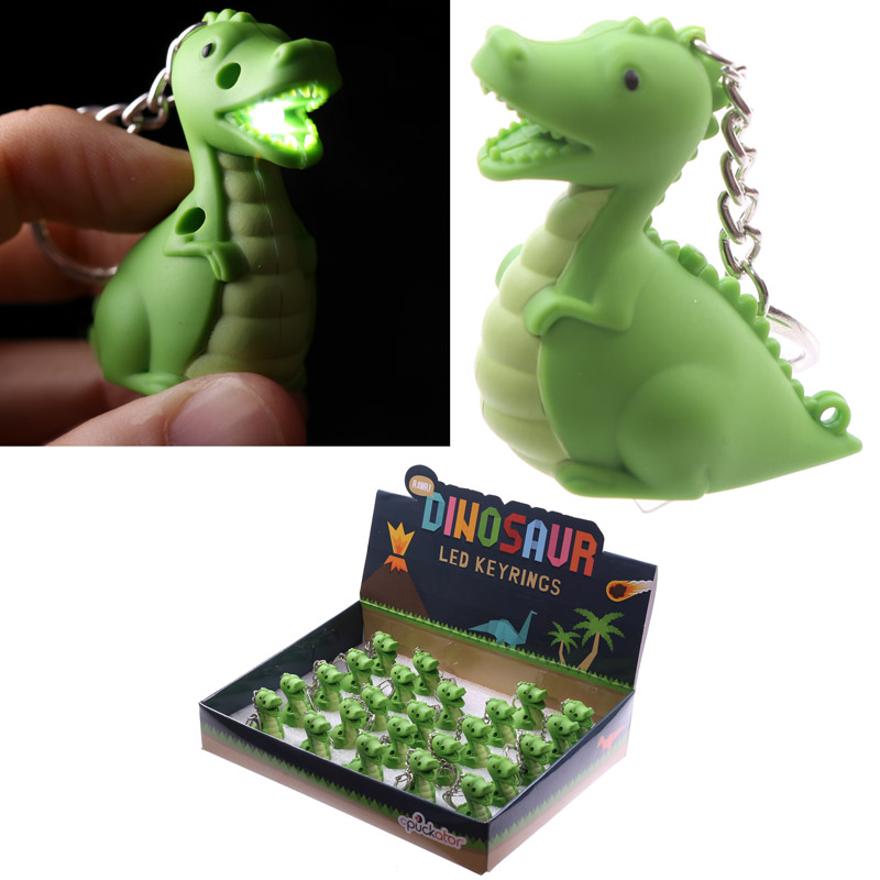KEY59_001 LED Light & Sound Keyring - RAWR Dinosaur