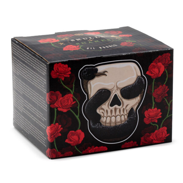 OB381_002 Ceramic Shaped Oil Burner - Coiled Snake and Skull