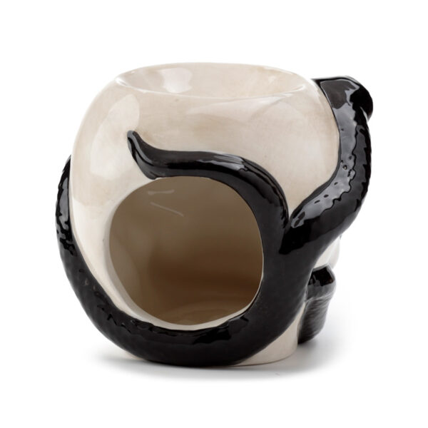OB381_003 Ceramic Shaped Oil Burner - Coiled Snake and Skull