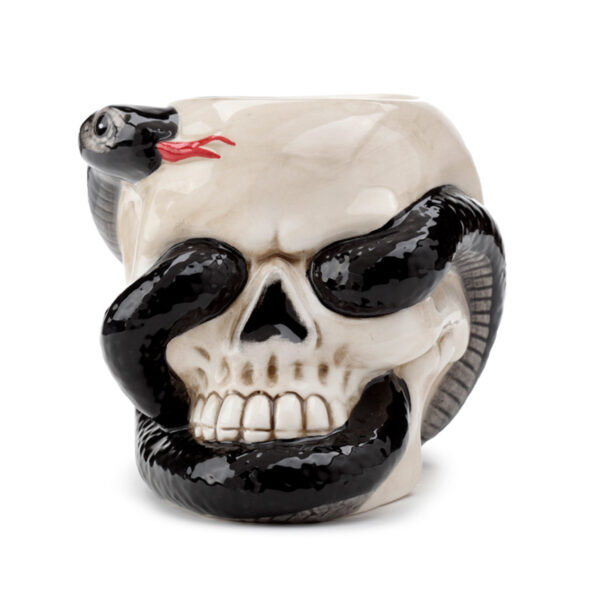 OB381_004 Ceramic Shaped Oil Burner - Coiled Snake and Skull