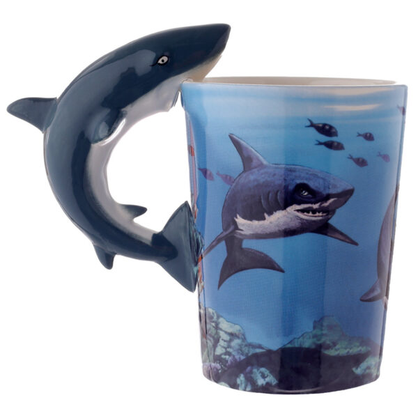 SMUG08_003 Fun Collectable Ceramic Mug - Sealife Design Shark Shaped Handle