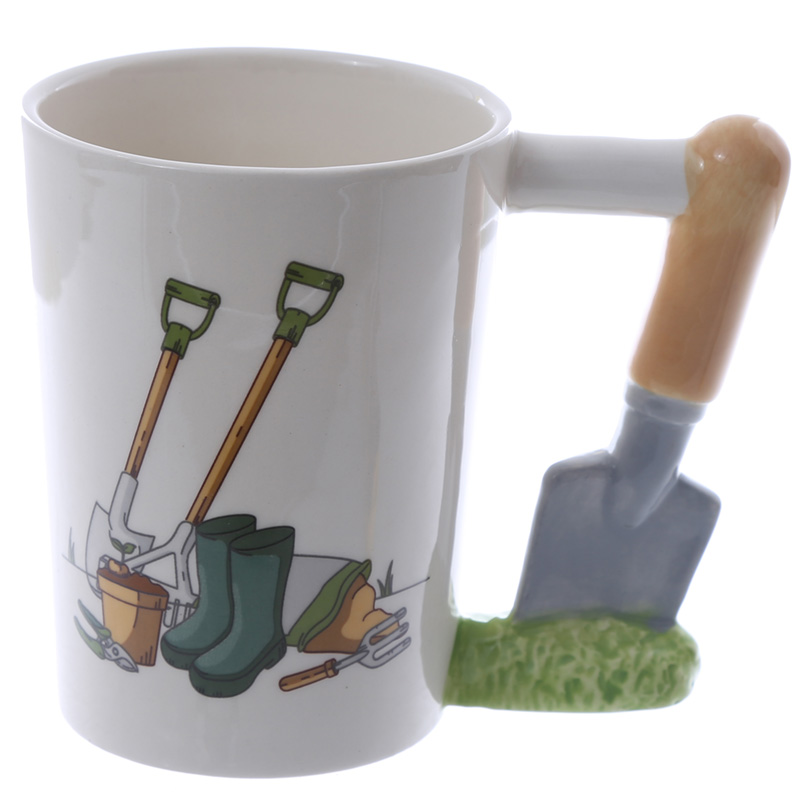 Novelty Ceramic Garden Mug -  Trowel Shaped Handle