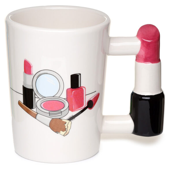 SMUG107_001 Fun Collectable Ceramic Mug - Lipstick Shaped Handle
