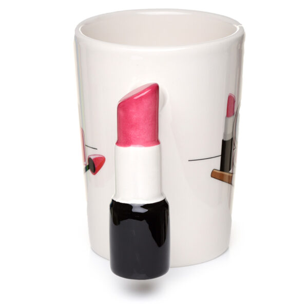 SMUG107_002 Fun Collectable Ceramic Mug - Lipstick Shaped Handle