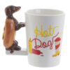 Fun Sausage Dog and Bun Shaped Handle Ceramic Mug