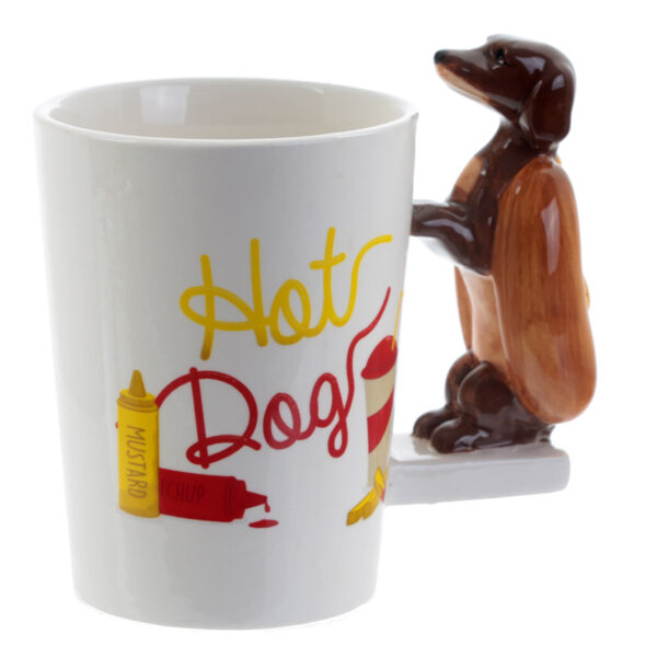 Fun Sausage Dog and Bun Shaped Handle Ceramic Mug