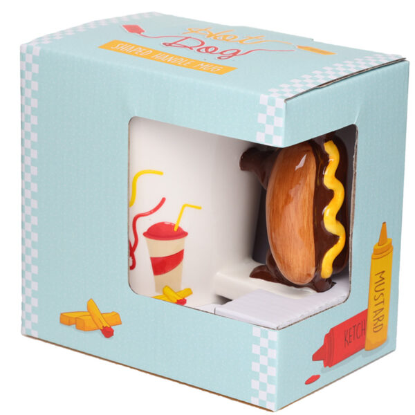 Fun Sausage Dog and Bun Shaped Handle Ceramic Mug