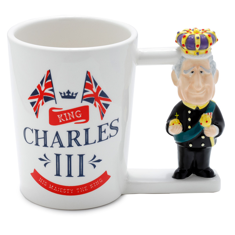 Fun Collectable Ceramic Mug - King Charles III Shaped Handle