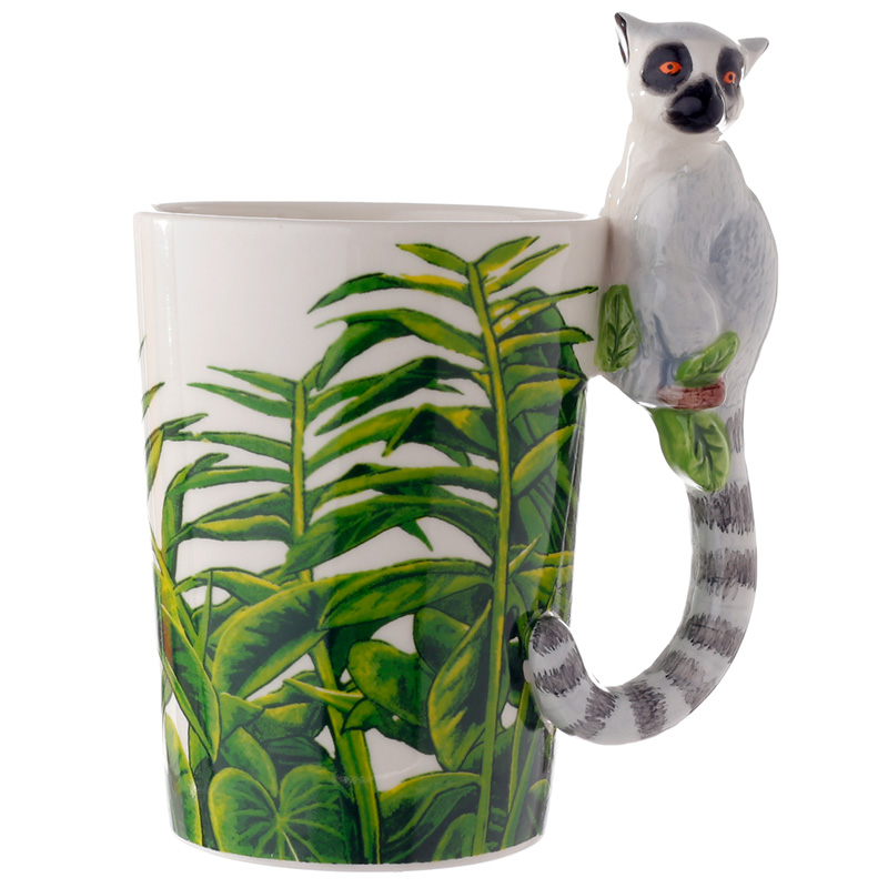 Novelty Ceramic Jungle Mug - Lemur Shaped Handle