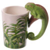 Novelty Ceramic Rainforest Mug -  Decal Chameleon Shaped Handle