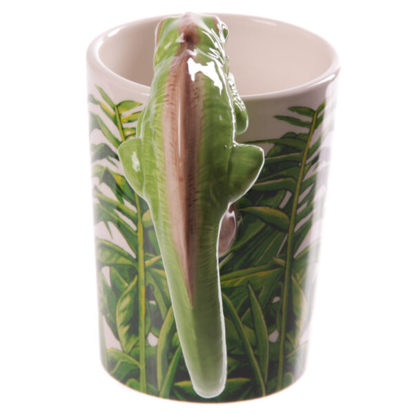 Novelty Ceramic Rainforest Mug -  Decal Chameleon Shaped Handle