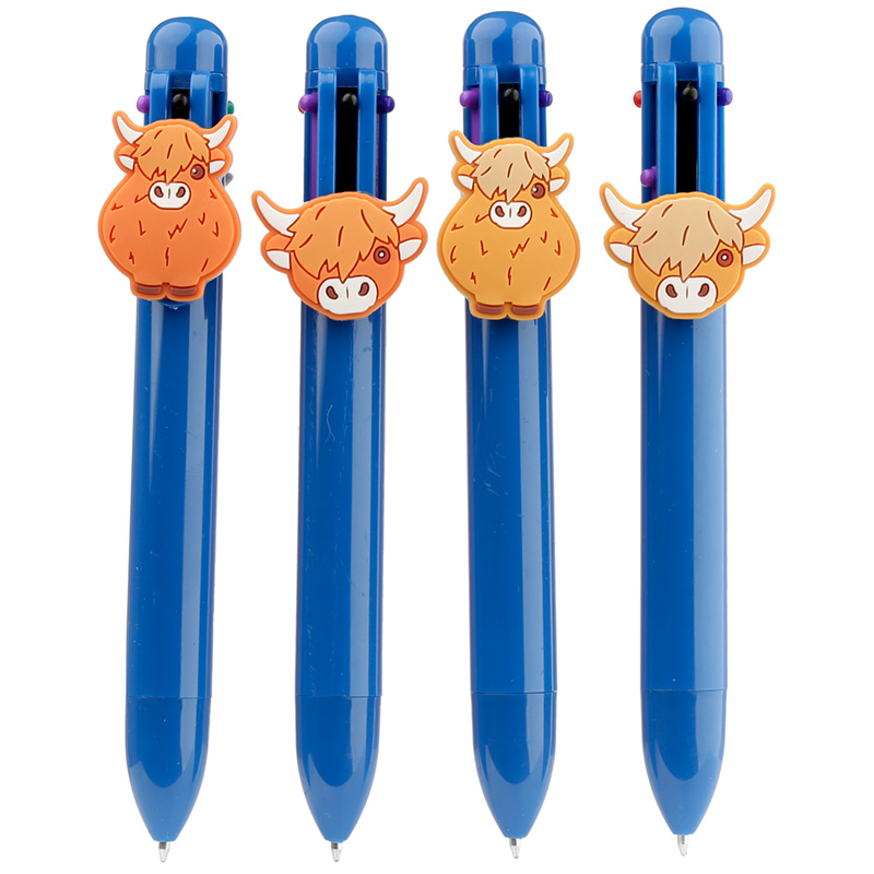 STA156_001 Multi Colour Pen (6 Colours) - Highland Coo Cow