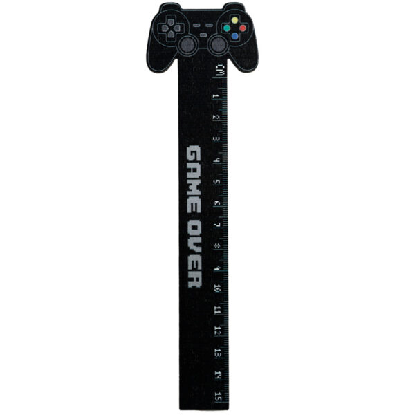 Shaped Top Wooden Ruler (15cm) - Game Over