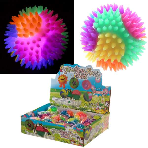 TY583_001 Fun Kids Puppet - Spiky Bouncy Light Up Ball 7cm