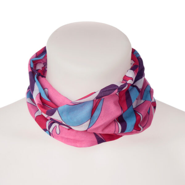 BAND07_001 Neck Warmer Tube Scarf - Pink Patterned