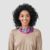BAND07_004 Neck Warmer Tube Scarf - Pink Patterned