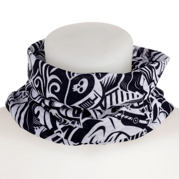 BAND12_001 Neck Warmer Tube Scarf - Black & White Graffiti
