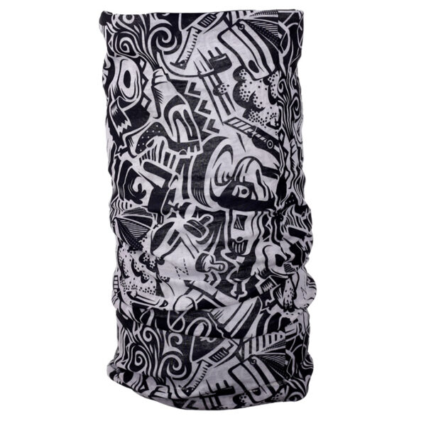 BAND12_002 Neck Warmer Tube Scarf - Black & White Graffiti