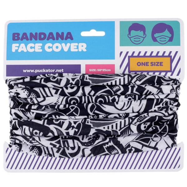 BAND12_003 Neck Warmer Tube Scarf - Black & White Graffiti