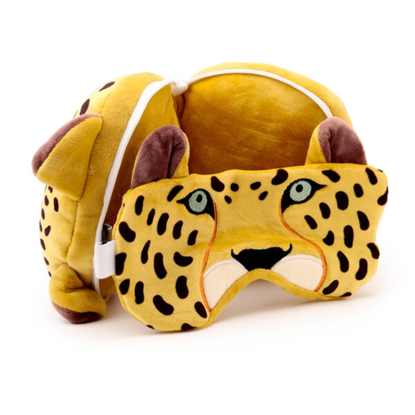 Relaxeazzz Travel Pillow & Eye Mask - Leopard