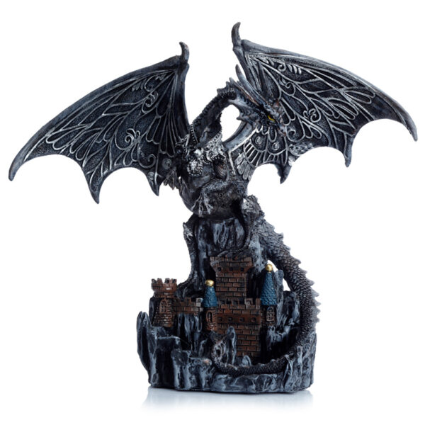 DRG519_001 Dark Legends Wings of Magic Silver Castle Guardian Dragon