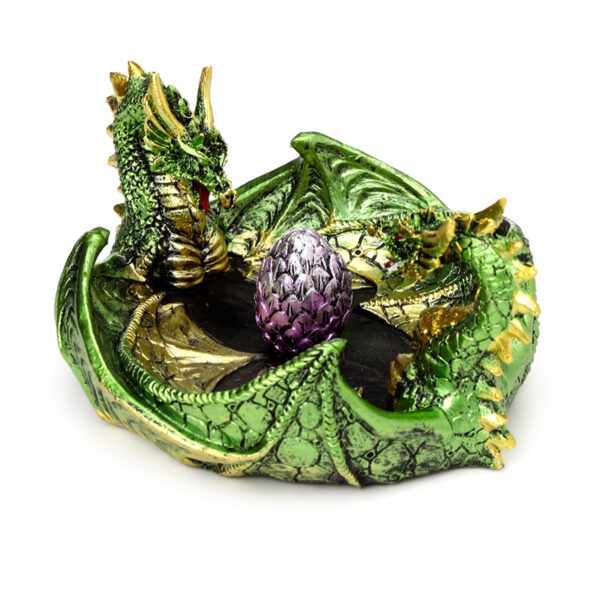DRG548_007 Ashcatcher Incense Stick Burner - Dark Legend Earth Dragon Egg