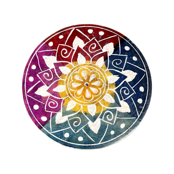 SOB33_001 Soapstone Incense Burner Dish - Flower Petals