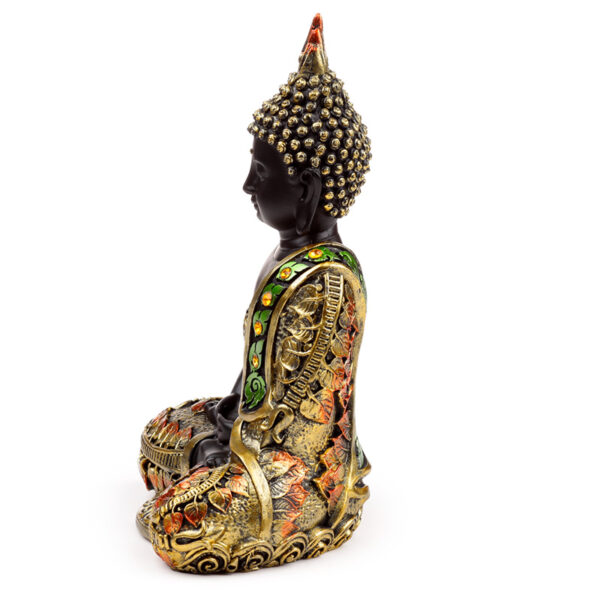 Decorative Black & Orange Gold Thai Buddha - Contemplation