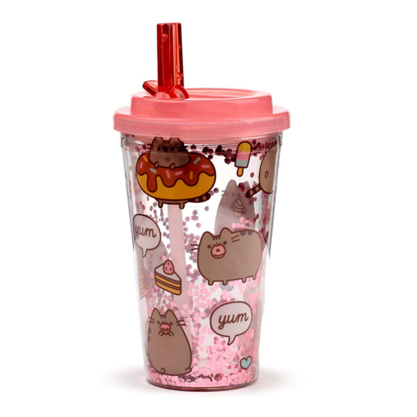 CUP78_001 Shatterproof Double Walled Cup with Lid and Straw, Pusheen Foodie
