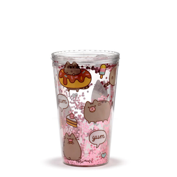 CUP78_003 Shatterproof Double Walled Cup with Lid and Straw, Pusheen Foodie