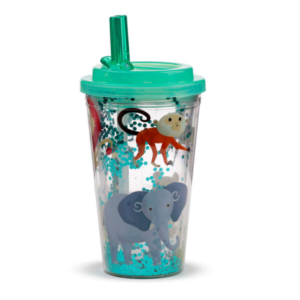Shatter Resistant Double Walled Cup with Lid and Straw - Zooniverse