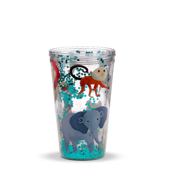 CUP80_003 Shatter Resistant Double Walled Cup with Lid and Straw - Zooniverse