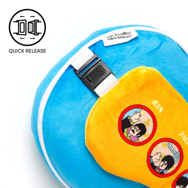 CUSH261_005 Yellow Submarine Relaxeazzz Plush Round Travel Pillow & Eye Mask Set