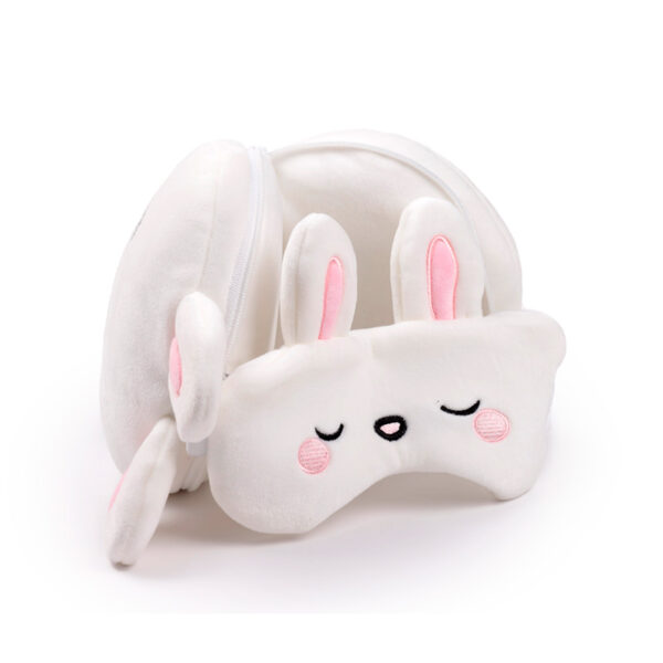 CUSH352_003 Relaxeazzz Travel Pillow & Eye Mask - Frances the Rabbit