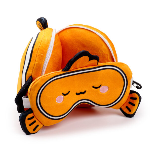 CUSH353_003 Relaxeazzz Travel Pillow & Eye Mask - Finley the Clown Fish