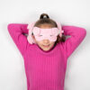 CUSH355_002 Relaxeazzz Travel Pillow & Eye Mask - Oliver the Pig