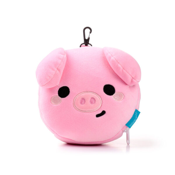 CUSH355_004 Relaxeazzz Travel Pillow & Eye Mask - Oliver the Pig