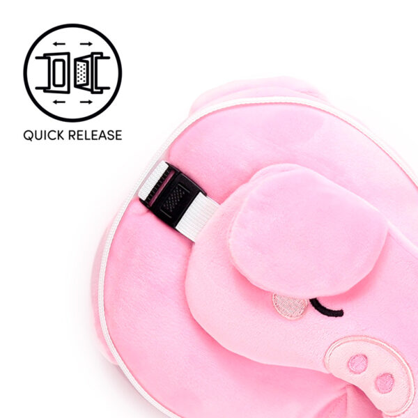 CUSH355_005 Relaxeazzz Travel Pillow & Eye Mask - Oliver the Pig