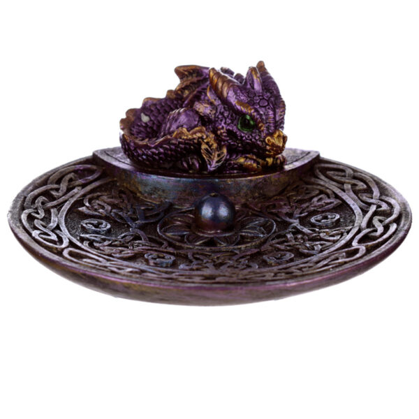 DRG485_004 Elements Baby Dragon Celtic Incense Stick Burner Dish