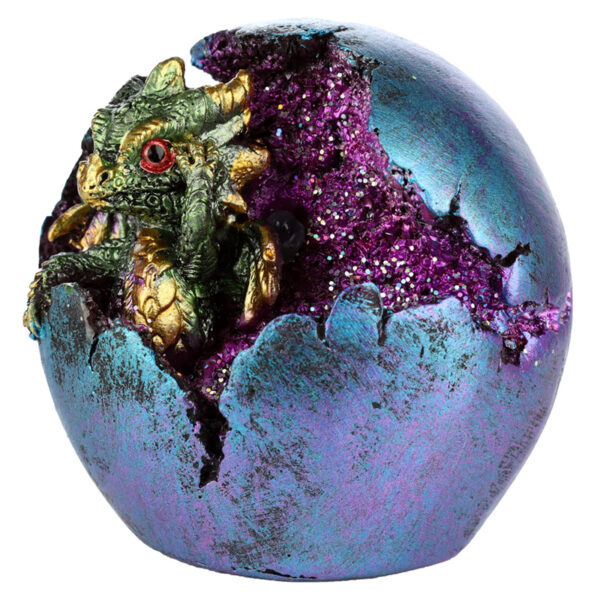 DRG504_008 Geode Hatching Egg LED Baby Dragon Figurine