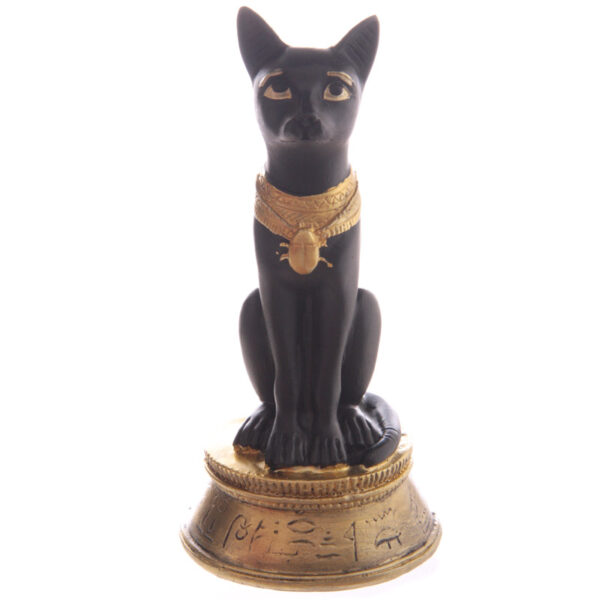 ESP10_003 Decorative Small Black and Gold Bast Egyptian Figurine