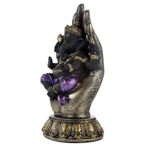 GAN13_004 Decorative Purple Gold & Black Ganesh - In Hand