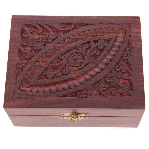 IF188_003 Decorative Sheesham Wood Carved Compartment Box Medium