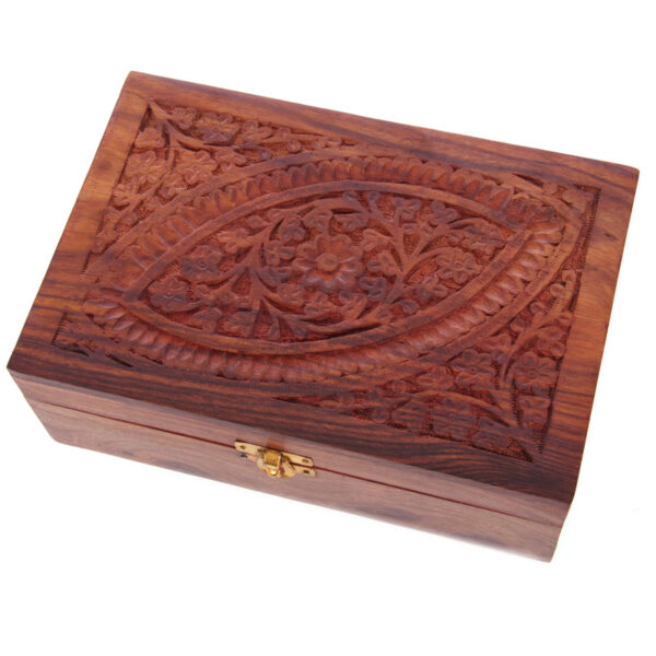 IF189_003 Decorative Sheesham Wood Carved Compartment Box Large