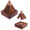 IF203_001 Decorative Sheehsam Wood Incense Cone Pyramid Box